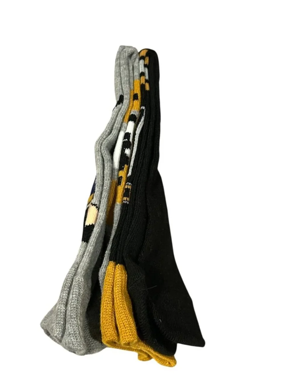 HAPPY GILMORE Men's Crew Socks Set of 2 Size 8-12 Hockey #18 Gray Black Gold
